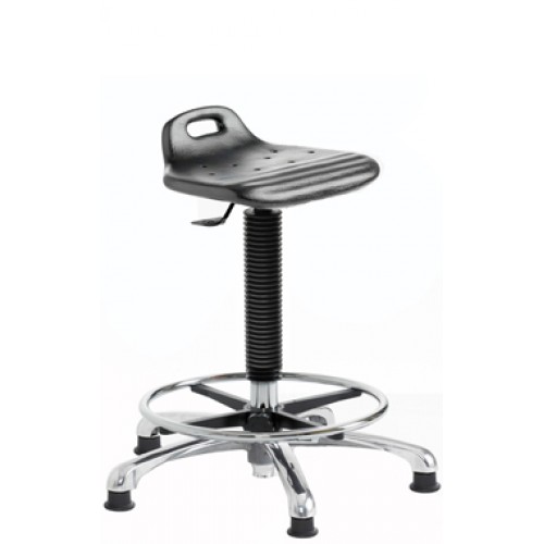 Chrome Posture Stool with Adjustable Foot Ring