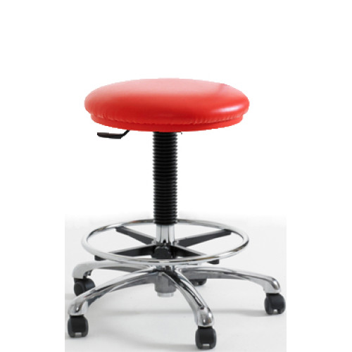 High Upholstered Chrome Stool