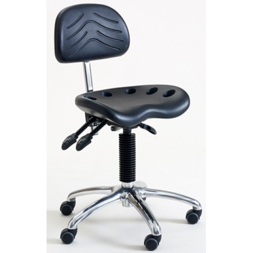 Chrome Tractor Seat Stool with Back Rest