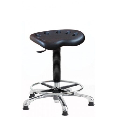 Chrome Tractor Seat Stool with Adjustable Foot Ring