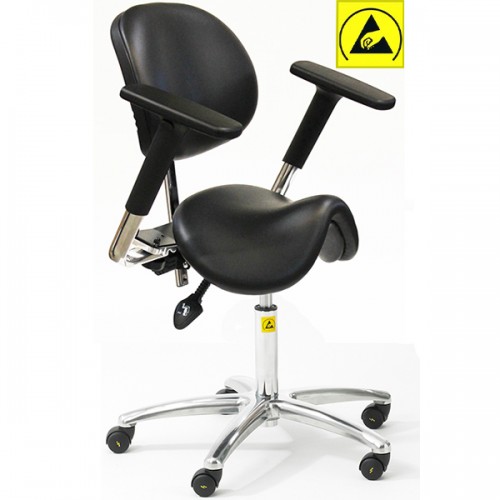 ESD Anti Static Saddle Stool with Back rest and Arms